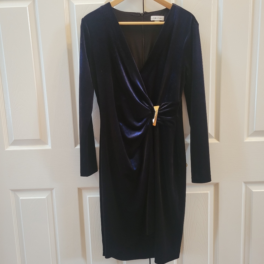 🥂 Calvin Klein Velvet Evening Party Dress Size 10 Holiday or New Year's Eve NYE